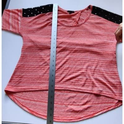 Material Girl Womens Top Sz L Orange & White Striped Stretch Open Back Long Slee - Thumbnail 10