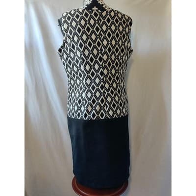 Worthington Womens Sheath Dress Multicolor Diamond Pockets Mini Sleeveless Size8 - Thumbnail 4