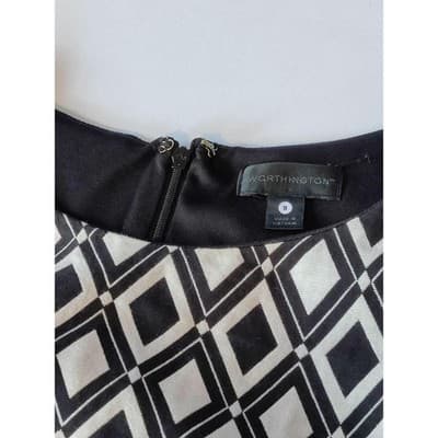 Worthington Womens Sheath Dress Multicolor Diamond Pockets Mini Sleeveless Size8 - Thumbnail 5