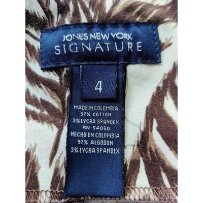 Jones New York Signature Leaf Print Halter Dress Size 4 Brown White Sleeveless - Thumbnail 3