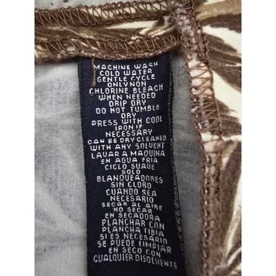 Jones New York Signature Leaf Print Halter Dress Size 4 Brown White Sleeveless - Thumbnail 4