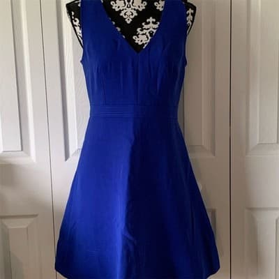 J. Crew Women's Blue Sleeveless V-Neck A-Line Dress Size 6 Short - Image 1