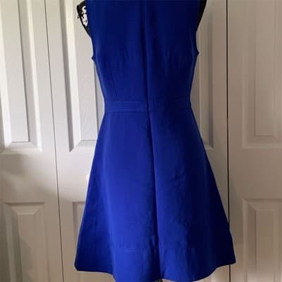 J. Crew Women's Blue Sleeveless V-Neck A-Line Dress Size 6 Short - Thumbnail 8