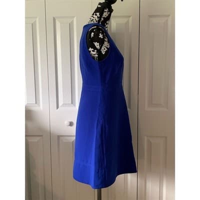J. Crew Women's Blue Sleeveless V-Neck A-Line Dress Size 6 Short - Thumbnail 9