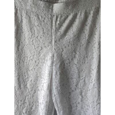 Isaac Mizrahi Live! Plus Size Tall Wide Leg Knit Lace Pants-White-XLT A375766 - Thumbnail 2