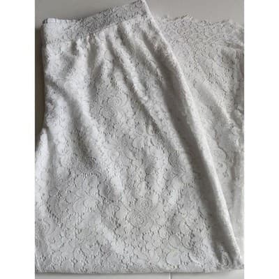 Isaac Mizrahi Live! Plus Size Tall Wide Leg Knit Lace Pants-White-XLT A375766 - Thumbnail 4