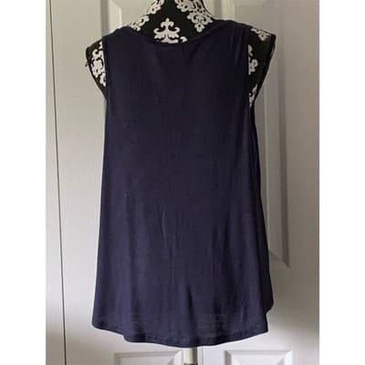 Max Studio Women's Navy Sleeveless Top Size L - Thumbnail 6