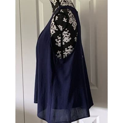 Max Studio Women's Navy Sleeveless Top Size L - Thumbnail 9