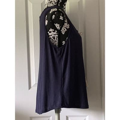 Max Studio Women's Navy Sleeveless Top Size L - Thumbnail 10
