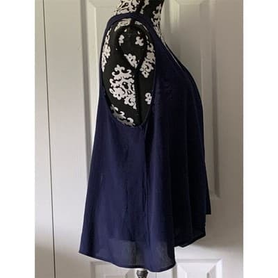 Max Studio Women's Navy Sleeveless Top Size L - Thumbnail 11