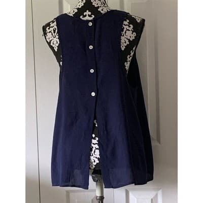 Max Studio Women's Navy Sleeveless Top Size L - Thumbnail 12