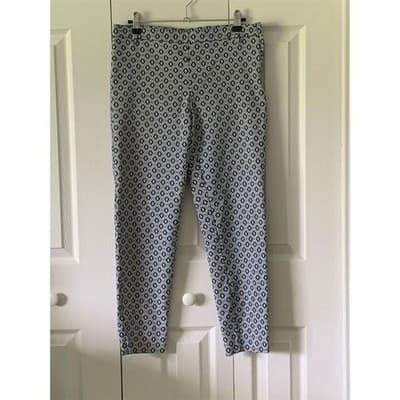 H&M Women's Size 8 Blue Geometric Print Cropped Pants - Thumbnail 8
