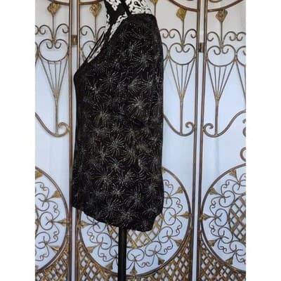 Women's Large Sliver Print Stretch Top Vintage 90s Frazier Lawrence Formal Top - Thumbnail 4