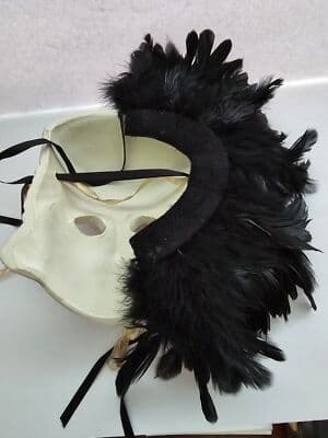 Clay Art San Francisco13" Black Mardi Gras Rising Star Feather Face Mask - Thumbnail 3