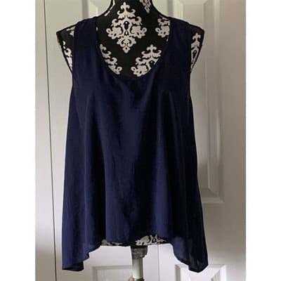 Max Studio Women's Navy Sleeveless Top Size L - Thumbnail 7