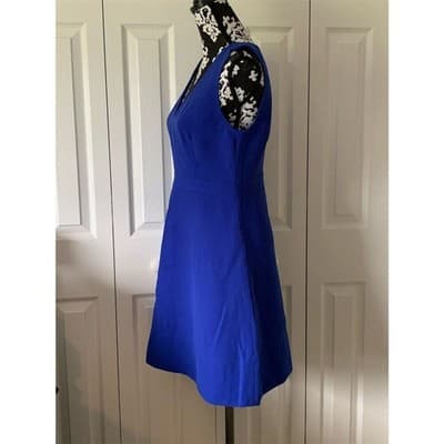 J. Crew Women's Blue Sleeveless V-Neck A-Line Dress Size 6 Short - Thumbnail 11