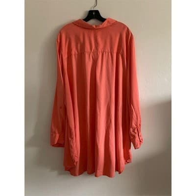 Women's Avenue Orange Long Sleeve Button-Up Shirt Size M Casual - Thumbnail 9