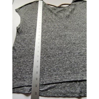 Gap Womens XL Gray Linen Blend Strappy Lattice Back Short Sleeve Top Tee - Thumbnail 5