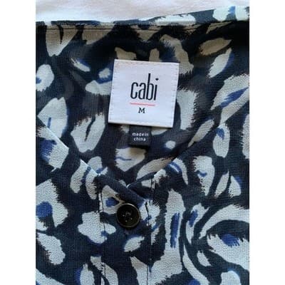 Cabi Women's Blue Animal Print Cami Blouse Size M Sleeveless Peplum - Thumbnail 9
