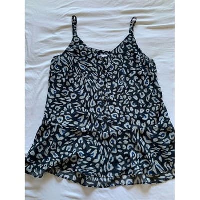 Cabi Women's Blue Animal Print Cami Blouse Size M Sleeveless Peplum - Thumbnail 7