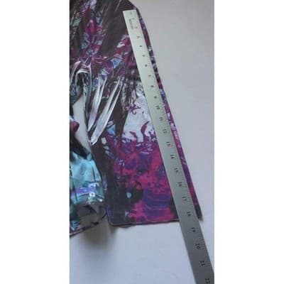 Breckenridge Womens Blue Purple Abstract Print V-Neck 3/4 Sleeve Top Size L - Thumbnail 8