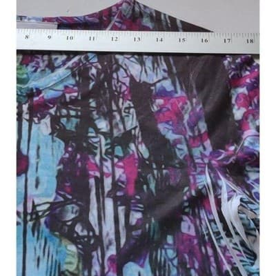 Breckenridge Womens Blue Purple Abstract Print V-Neck 3/4 Sleeve Top Size L - Thumbnail 5