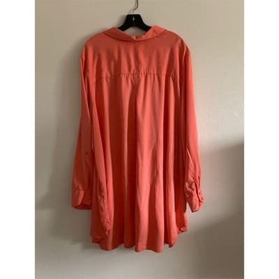 Women's Avenue Orange Long Sleeve Button-Up Shirt Size M Casual - Thumbnail 2