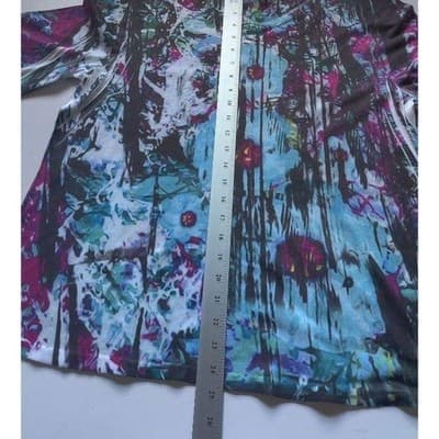 Breckenridge Womens Blue Purple Abstract Print V-Neck 3/4 Sleeve Top Size L - Thumbnail 7