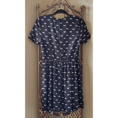 Junior Divided H&M Black White Bows Mini Dress Size 8 - Thumbnail 2