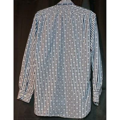 Peter Millar Mens Button Up Long Sleeve Plaid Shirt Check Blue & White Size 15.5 - Thumbnail 3