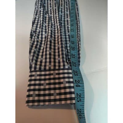 Peter Millar Mens Button Up Long Sleeve Plaid Shirt Check Blue & White Size 15.5 - Thumbnail 8