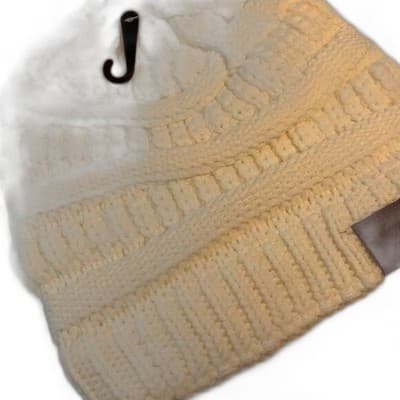 White C.C Women Solid Slouchy Knit Beanie Cap Hat - Thumbnail 2