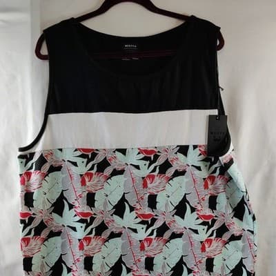 NWT Westy Womens Floral Print Tank Top Sleeveless Black/White Size Medium - Image 1