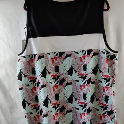 NWT Westy Womens Floral Print Tank Top Sleeveless Black/White Size Medium - Thumbnail 5
