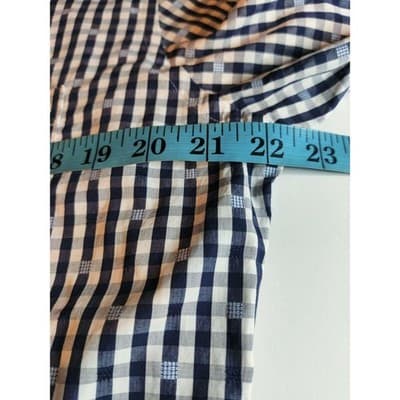 Peter Millar Mens Button Up Long Sleeve Plaid Shirt Check Blue & White Size 15.5 - Thumbnail 7
