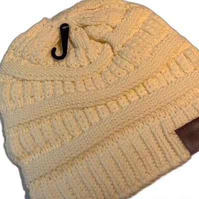White C.C Women Solid Slouchy Knit Beanie Cap Hat - Thumbnail 4