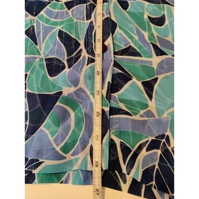 Drapers & Damons Blue Teal Abstract Leaf Print Button Front Blouse Metallic Smal - Thumbnail 10