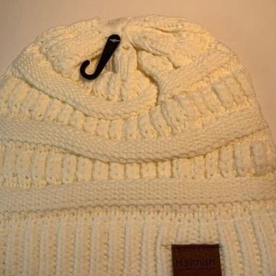 White C.C Women Solid Slouchy Knit Beanie Cap Hat - Thumbnail 5
