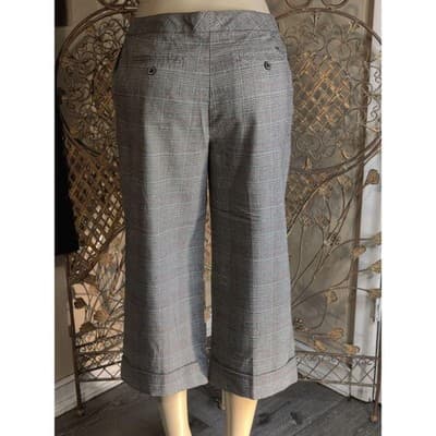 iZOD Plaid Cropped Wide Leg Pants Women's Gray Red Business Casual Size 8 - Thumbnail 2