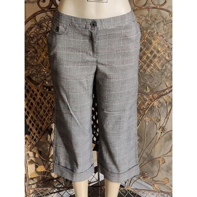 iZOD Plaid Cropped Wide Leg Pants Women's Gray Red Business Casual Size 8 - Thumbnail 5