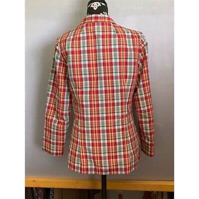 Vintage 70s JBJ Plaid Seersucker Blazer Women Size 13/14 Multicolor - Thumbnail 4