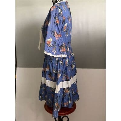 Jayita Women's Floral Print Short Dress Blue Cotton V-Neck Size S Casual Summer - Thumbnail 5