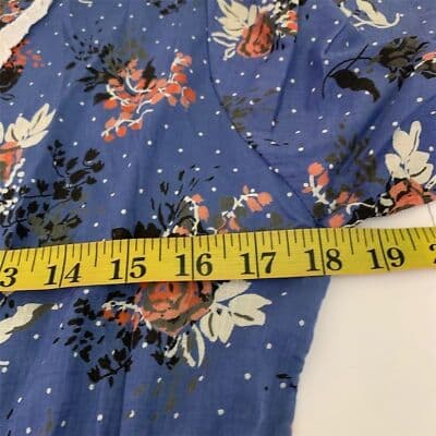 Jayita Women's Floral Print Short Dress Blue Cotton V-Neck Size S Casual Summer - Thumbnail 9