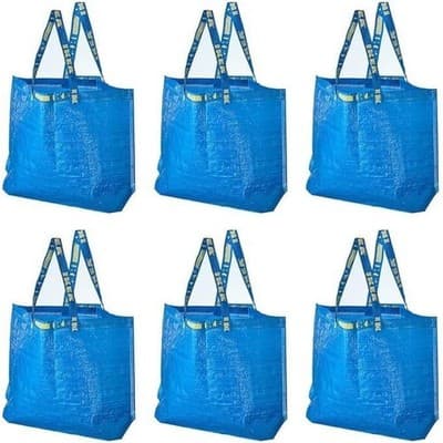 IKEA Blue Large Shopping Bag Tote Reusable Grocery Laundry Tote 6 Pack - Image 1