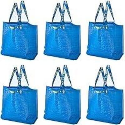 IKEA Blue Large Shopping Bag Tote Reusable Grocery Laundry Tote 6 Pack - Thumbnail 10