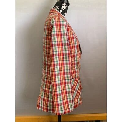 Vintage 70s JBJ Plaid Seersucker Blazer Women Size 13/14 Multicolor - Thumbnail 6