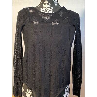 Hollister Women's XS Black Lace Long Sleeve Blouse Casual Fall Top - Image 1