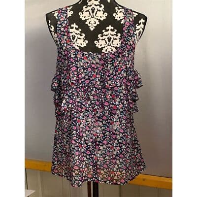 Express Floral Ruffled Tank Top Women's Size Large Multicolor Sleeveless - Thumbnail 2