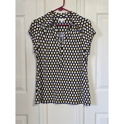Charter Club Womens Geometric Print Short Sleeve Collared Shirt Top Size L - Thumbnail 9