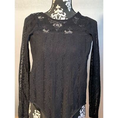 Hollister Women's XS Black Lace Long Sleeve Blouse Casual Fall Top - Thumbnail 10